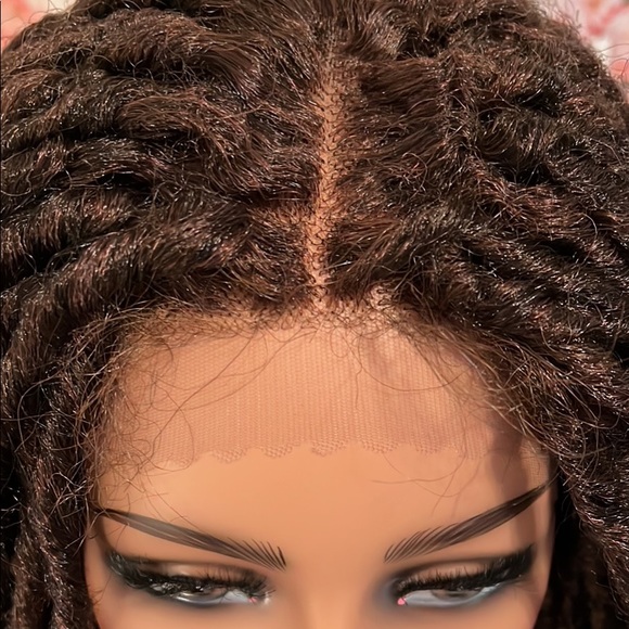 GODDESS LOCKS DREADS RASTA LACEFRONT WIG WITH CURLY ENDS BROWN SUMMER BOHEMIAN - Picture 3 of 10